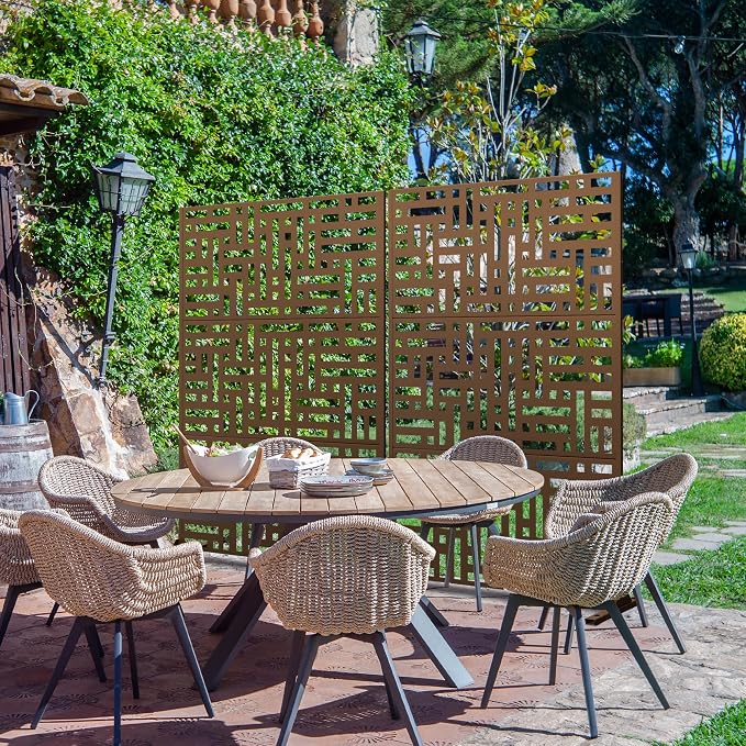 Metal Privacy Screen Outdoor 72" H×47" W, Freestanding Decorative Privacy Screen - Image 4