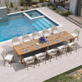 PURPLE LEAF 13 Pieces Patio Dining Set Aluminum Rectangular Table and Wicker by PURPLELEAF