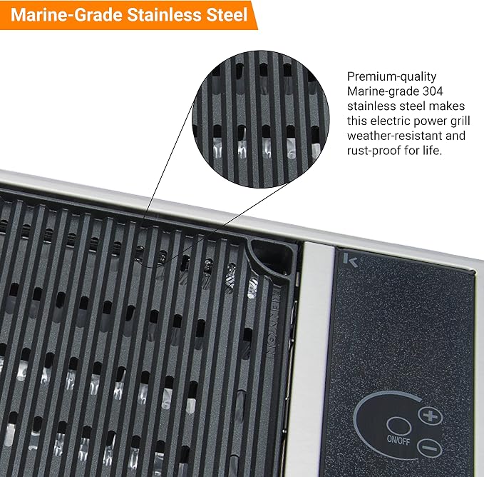 Kenyon No-Lid Built-In Electric Grill, Stainless Steel Grill - Image 5