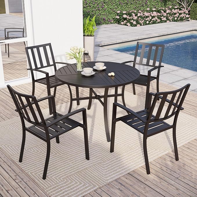 Sophia & William Round Patio Table and Chairs Set, Outdoor Dining Set by SophiaWilliam