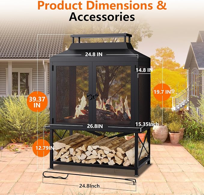2-in-1 Metal Chiminea Fireplace - Image 4