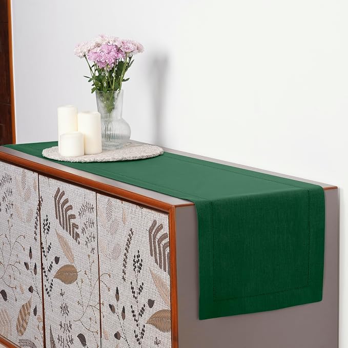 D'Moksha Homes Linen Forest Green Table Runner 72 Inches Long - Image 4