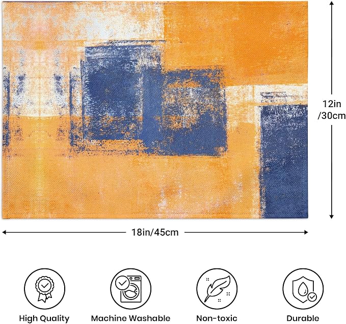 Modern Art Placemats Set of 4 Yellow Abstract Painting Place Mats Washable - Image 2