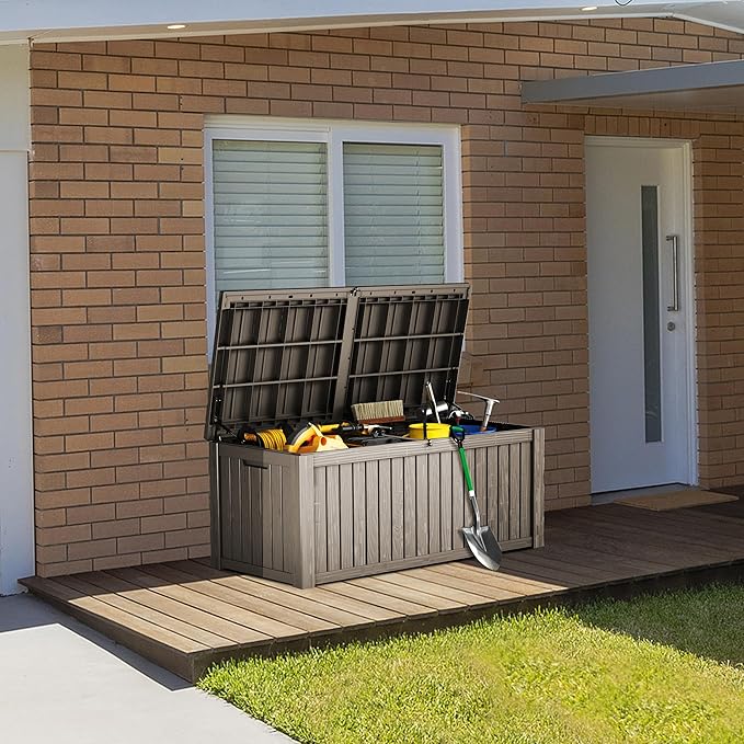 180 Gallon Resin Deck Box, Waterproof Outdoor Storage Box - Image 2