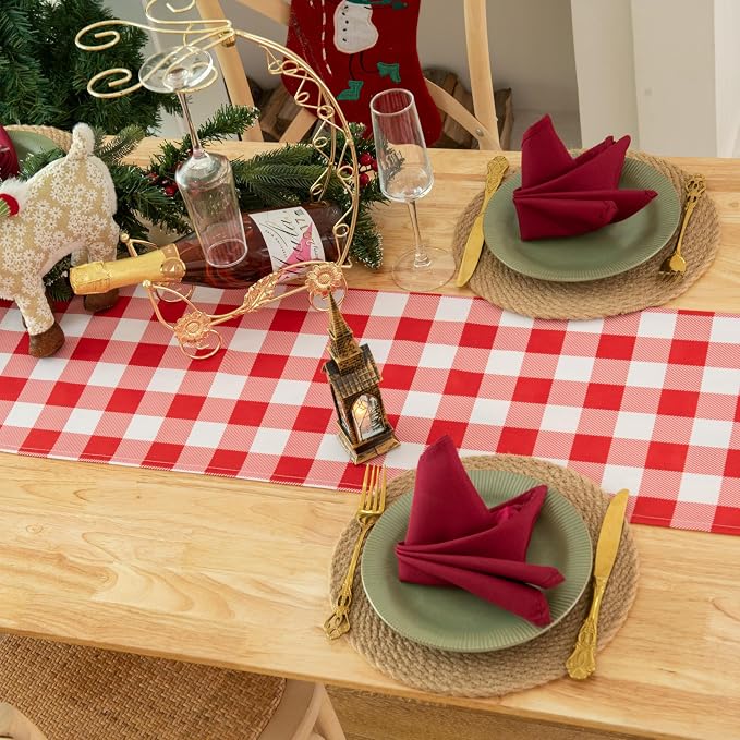 Waterproof Checkered Tablecloth Runner Fabric - Image 7
