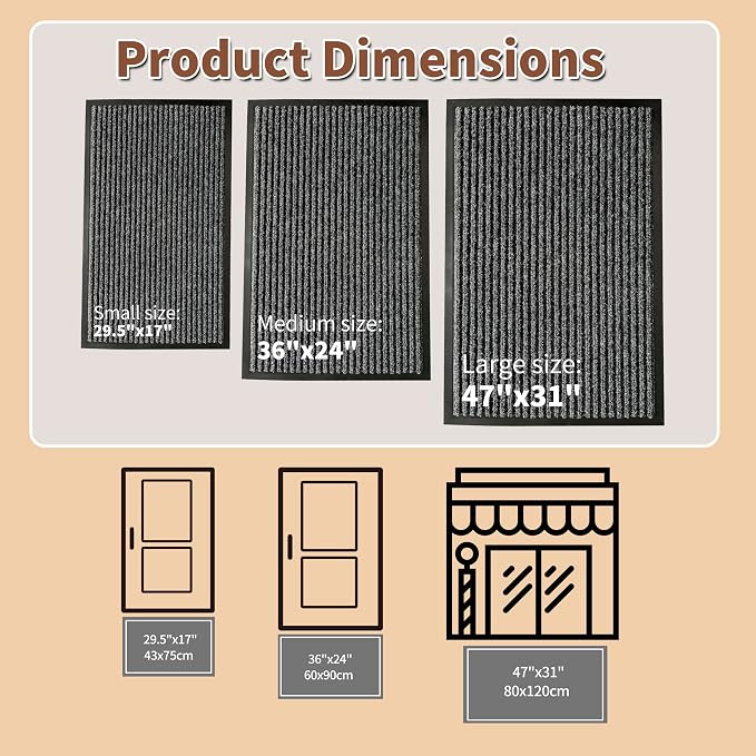 Front Door Mat Outdoor, Non-Slip and Heavy Duty Welcome Mat, Low Profile Easy - Image 2