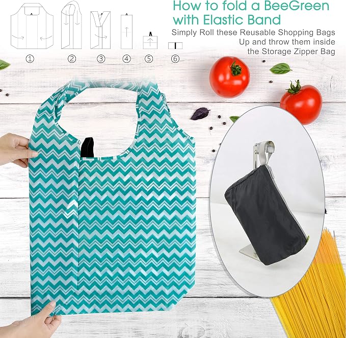 BeeGreen Reusable Grocery Bags Lightweight Durable Shopping Bags Washable - Image 4