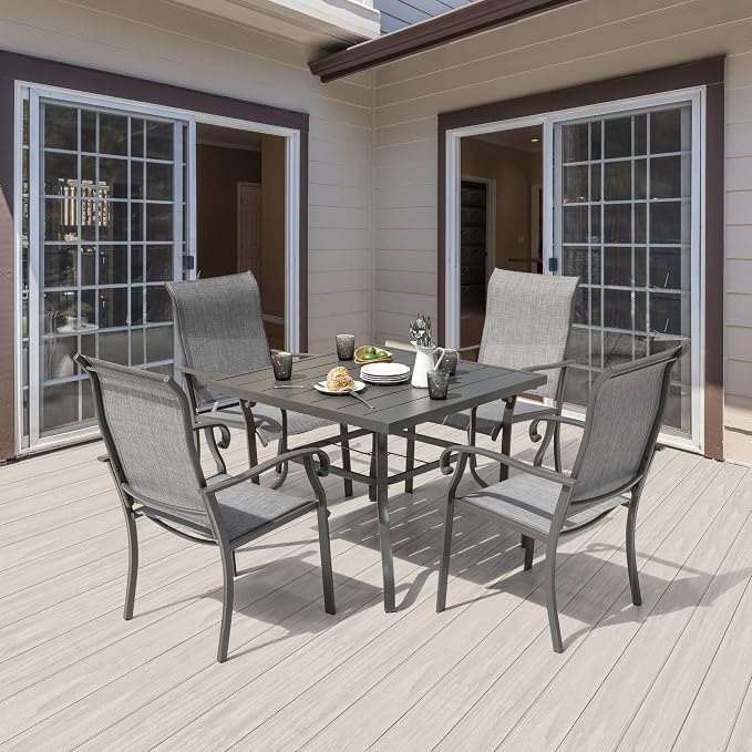 NUU GARDEN 37" Outdoor Patio Table, 4 Person Steel Slat Square Dining Table - Image 9