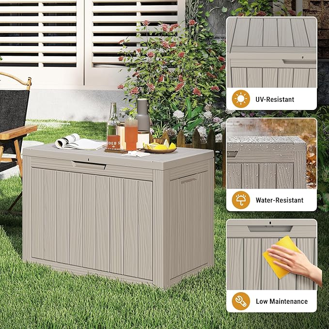 Mars Villa 45 Gallon Deck Box, Waterproof Weatherproof and UV Resistant Resin - Image 3