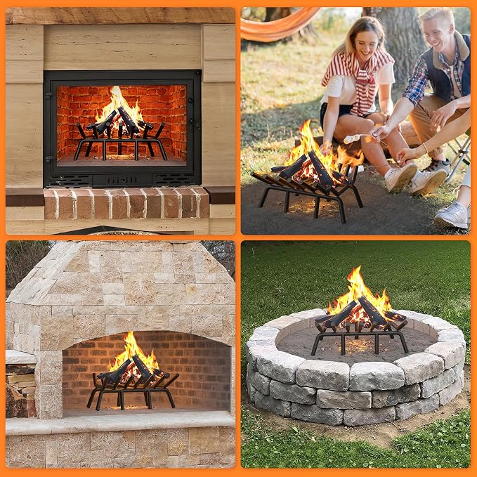 Fireplace Grate 21 Inch with 7 Support Legs, Round Solid Steel Heavy Duty - Image 9