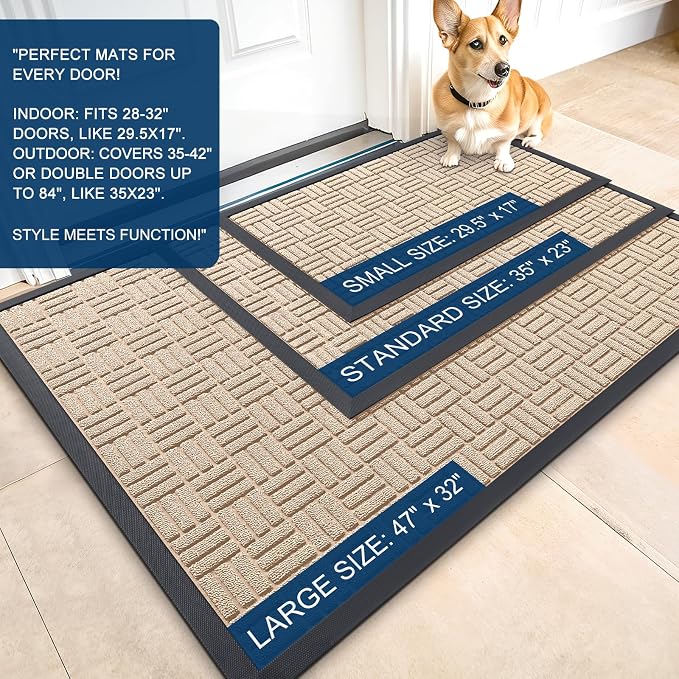 OLANLY Front Door Mat Outside Entrance 59x34, Heavy Duty Sturdy Natural Rubber - Image 2