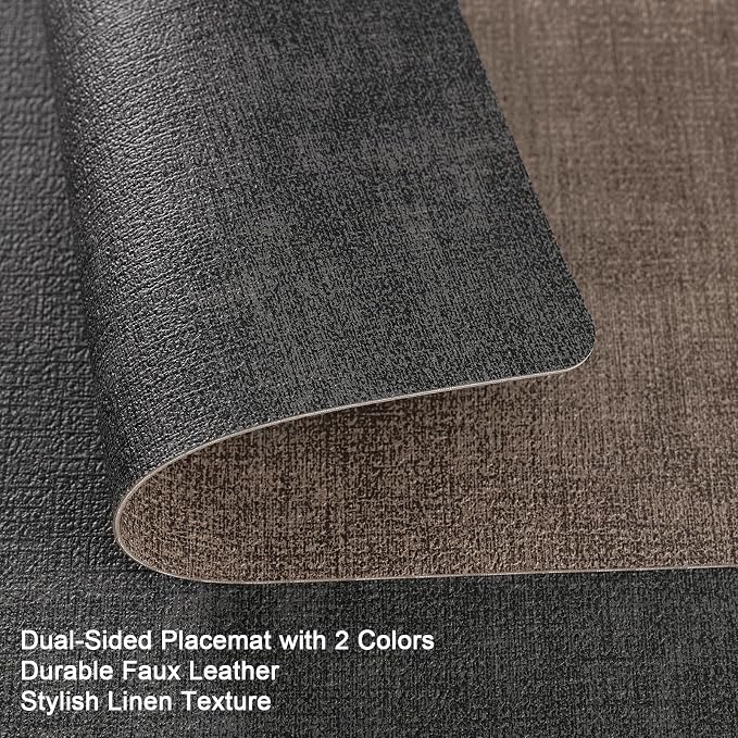 Myir JUN Placemats Dual Sided, Faux Leather Place Mats Set of 4 Indoor Placemat - Image 7