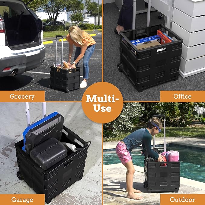 Inspired Living Ultra-Slim Rolling Collapsible Storage Pack-N-Roll Utility-carts - Image 5