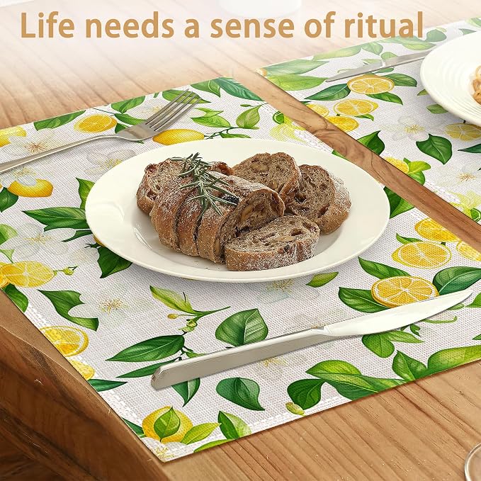 Placemats12x18 Inch, Lemons Flower Placemats - Image 2