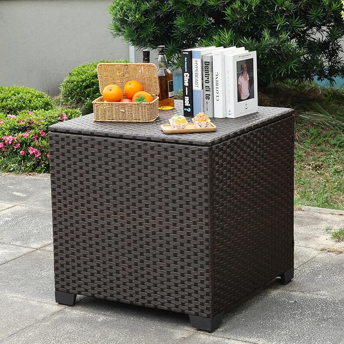 Rattaner 80 Gallon Wicker Outdoor Storage Box Square Patio Storage Bin - Image 3
