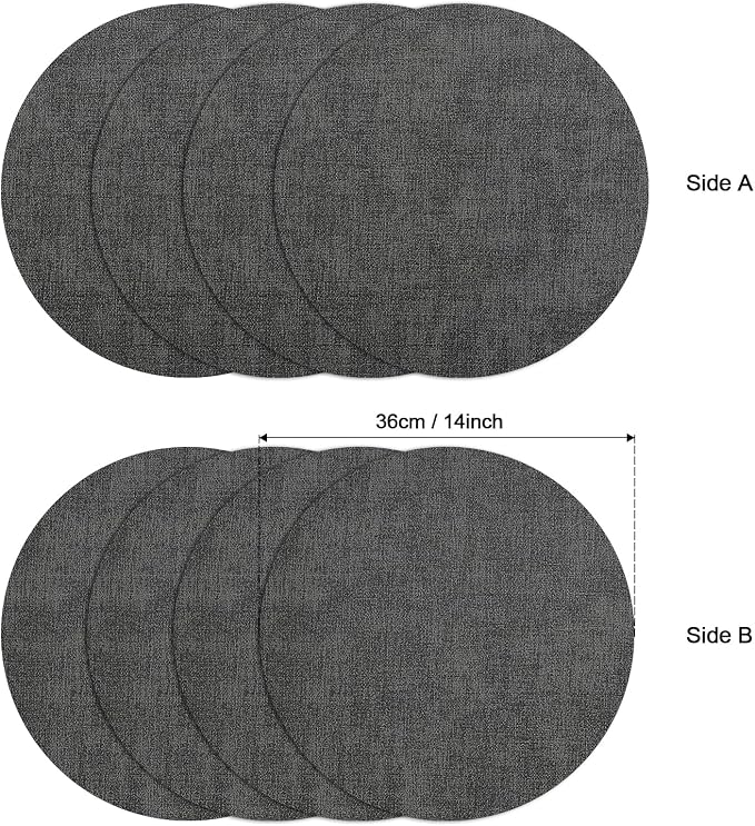 Myir JUN Round Placemats, Dual Sided Faux Leather Place Mats Set of 4 - Image 6