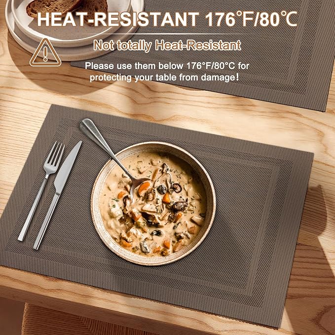 BETEAM Placemats Set of 12, Woven Vinyl Placemat - Image 4