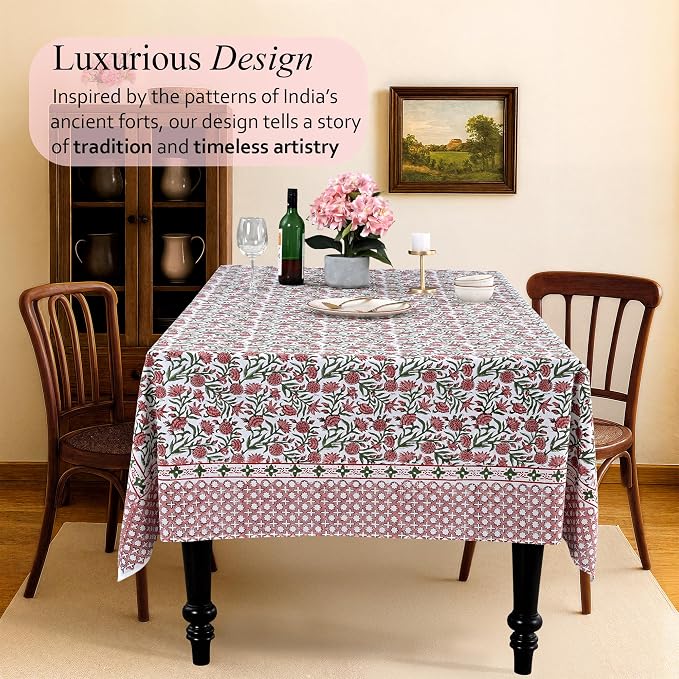 CPC Tablecloth 100% Cotton 60x90 Inch Indian Block Print Rectangle Table Cover - Image 2