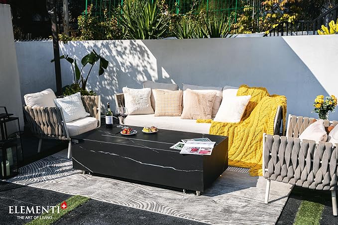 Elementi+ | Varna Gas Fire Pit | Marble Porcelain & Metal Frame | 60" - Image 9