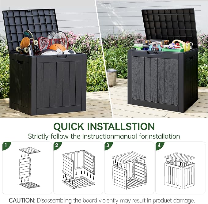 KAMABOKO Deck Box, 35 Gallon Resin Indoor and Outdoor Storage Boxes Waterproof - Image 3