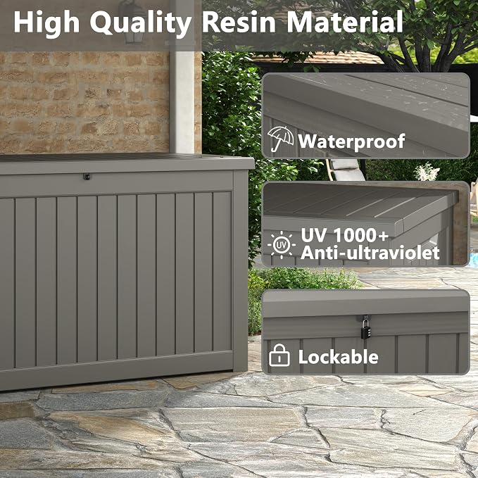 KAMABOKO 230 Gallon Outdoor Storage Box, Resin Deck Boxes Indoor and outdoor - Image 3
