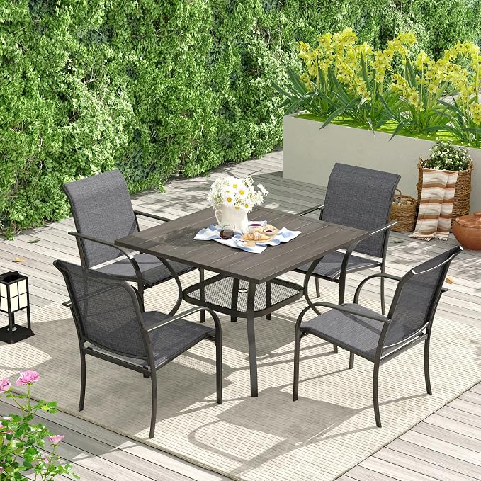 VICLLAX Patio Dining Table for 4 Square Metal Outdoor Table - Image 2