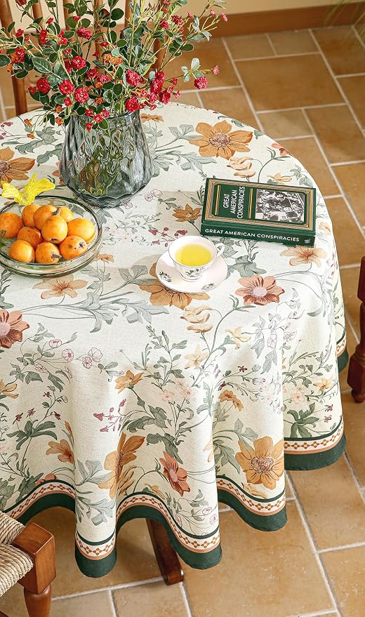 French Linen Small Tablecloth for Round Table, Decor Table Cover for Kitchen - Image 4