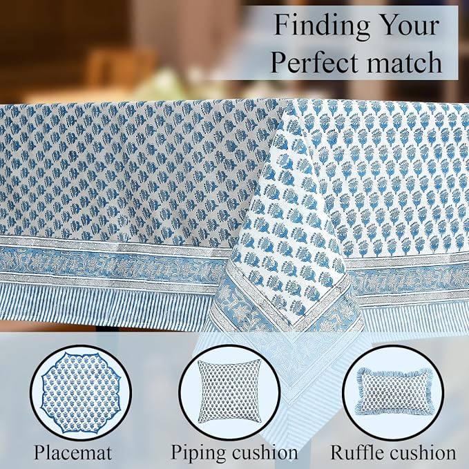 CPC Tablecloth 100% Cotton 72x160 Inch Indian Block Print Rectangle Table Cover - Image 8