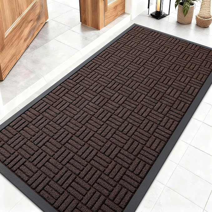 OLANLY Front Door Mat Outside Entrance 47x23, Heavy Duty Sturdy Natural Rubber by OLANLY