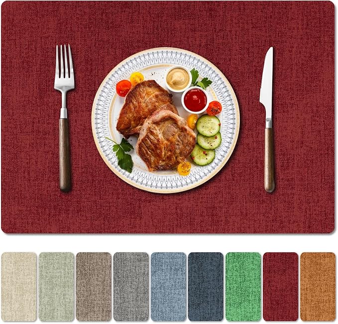 Faux Leather Heat Resistant Christmas Placemats Set of 4 – Waterproof Oilproof by Unknown