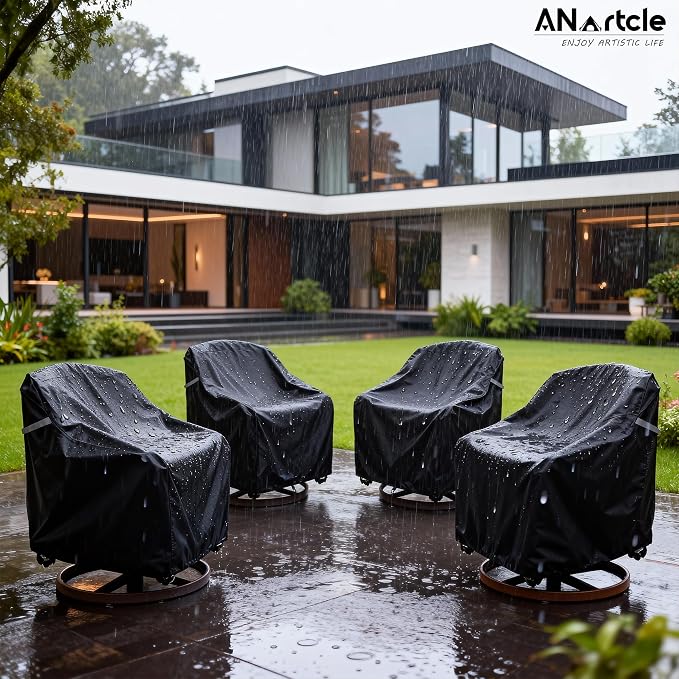 Swivel Patio Chair Cover 4 Pack, 600D Waterproof Heavy Duty Outdoor Chair Cover - Image 5
