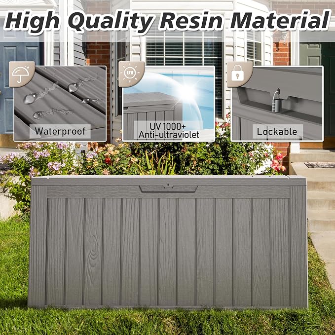 KAMABOKO Deck Box, 75 Gallon Resin Indoor and Outdoor Storage Boxes Waterproof - Image 4