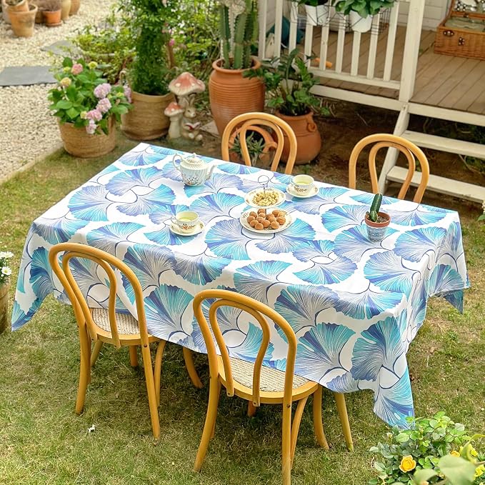 Outdoor Rectangle Tablecloth 60 x 84 Inch, Waterproof Table Cloth, Ginkgo Leaf - Image 2