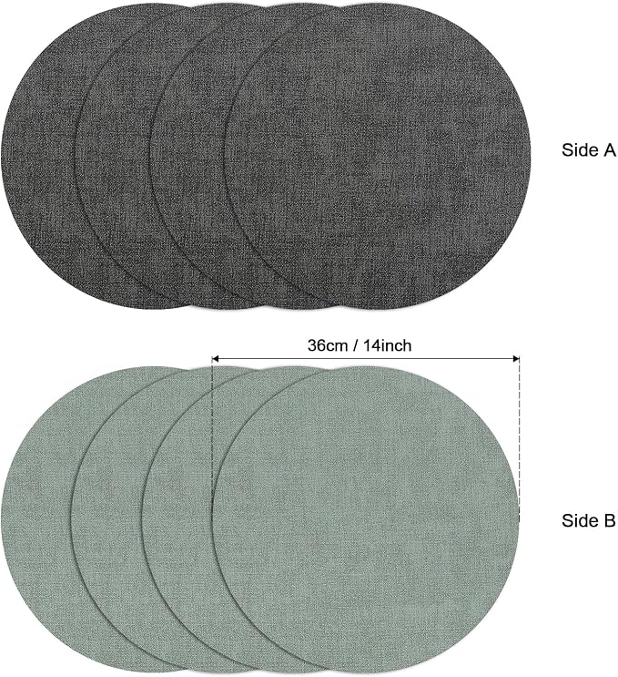 Myir JUN Round Placemats Dual Sided, Faux Leather Place Mats Set of 4 Indoor - Image 6