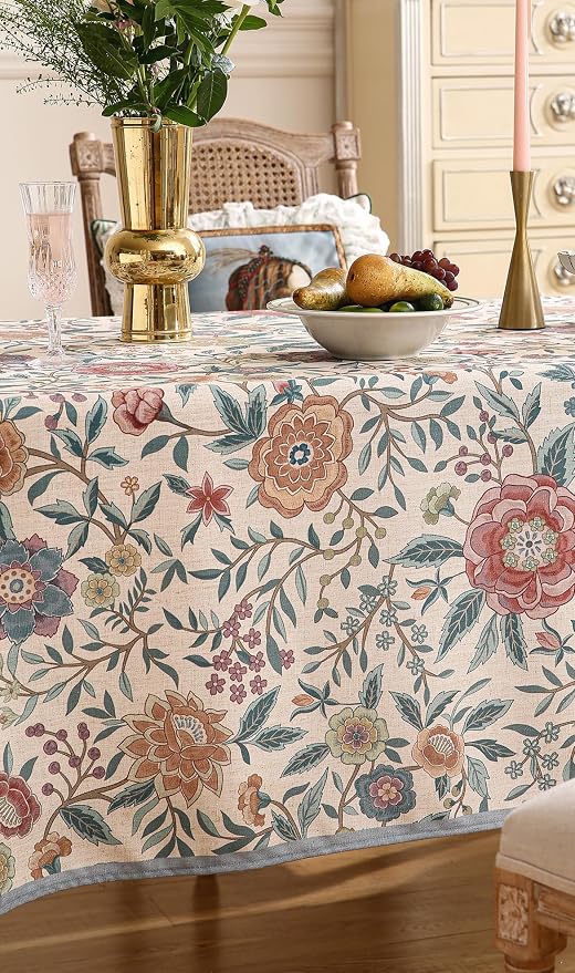 Designer Linen Square Tablecloth, Vintage William Morris Floral Table Cloth - Image 9