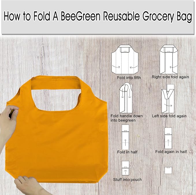 BeeGreen Yellow Reusable Grocery Bags Light Orange Shopping Bags Bulk 50LBS - Image 3