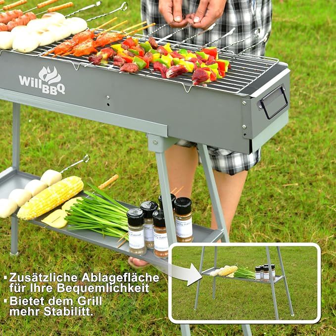 WILLBBQ Charcoal Grills Commercial Quality Portable Hibachi BBQ Lamb Skewer - Image 6