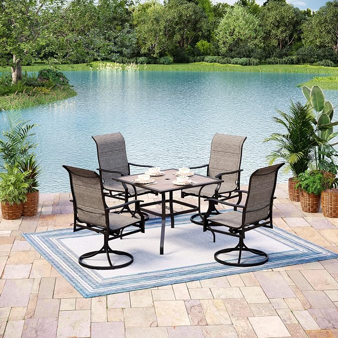 Outdoor Patio Square Dining Table, All Weather Wrought Iron Black Outdoor Table - Image 2