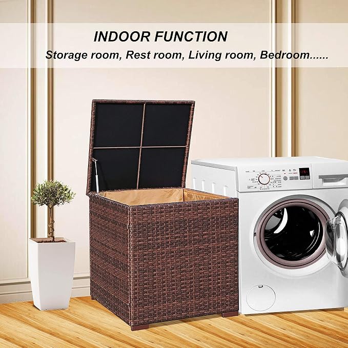 Super Patio Wicker Outdoor Patio Storage Box Waterproof, Rattan Storage Bin - Image 8