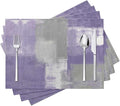 Modern Art Placemats Set of 4 Purple Abstract Painting Place Mats Washable by Fjogymlea