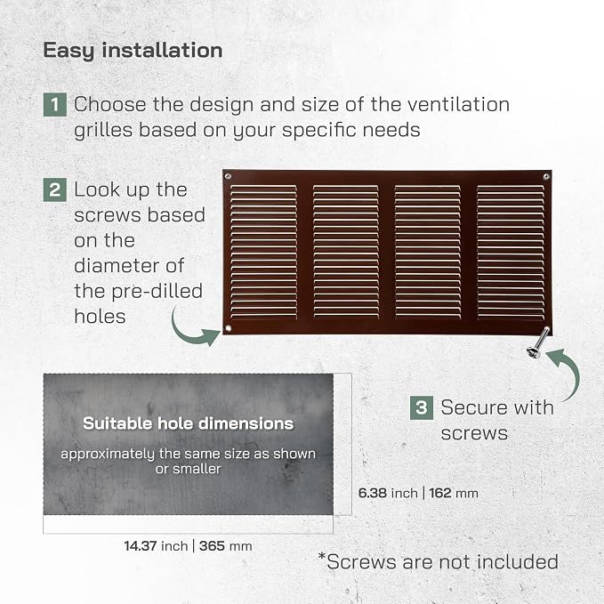 Vent Systems 16" x 8" Inch Brown Metal Air Vent Cover - Image 4