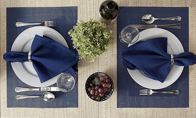 DII PVC Tabletop Collection Woven Indoor/Outdoor, Placemat Set, Nautical Blue - Image 4