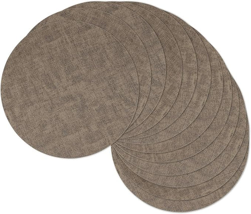 13" Round Placemats Set of 12, Reversible Faux Leather Heat Resistant Table Mats by NCUE