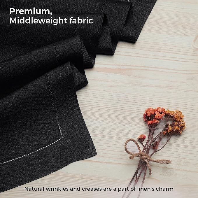 D'Moksha Homes Linen Black Table Runner 84 Inches Long - Image 4