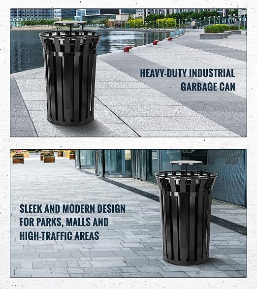 Alpine Industries 38 Gallon Commercial Outdoor Metal Trash Can - Image 7