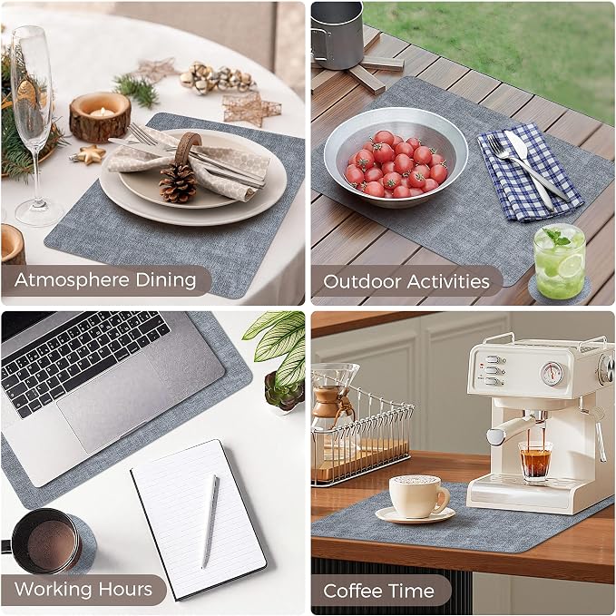 Vinyl Placemats Set of 12, Faux Leather Waterproof and Heat Resistant Place Mats - Image 6