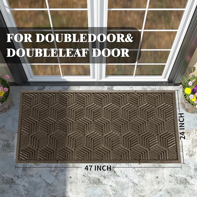 Yimobra Large Door Mat 47x24, All-Season Waterproof Outdoor Mats - Image 2
