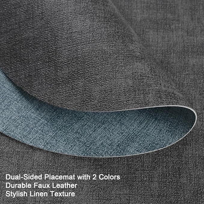 Myir JUN Round Placemats Dual Sided, Faux Leather Place Mats Set of 4 Indoor - Image 2