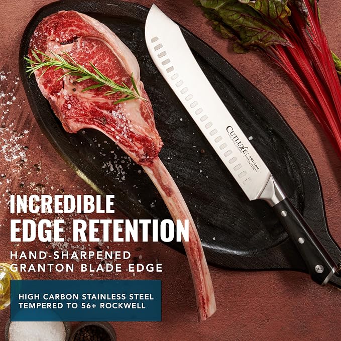 Cutluxe Butcher Knife – 10″ Bullnose Carving Knife, Forged High Carbon German - Image 7