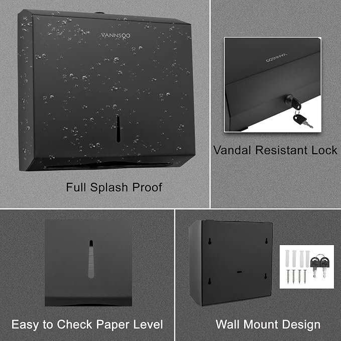 Commercial Paper Towel Dispenser Wall Mount, Tri-fold/Multi-fold/C-Fold - Image 5